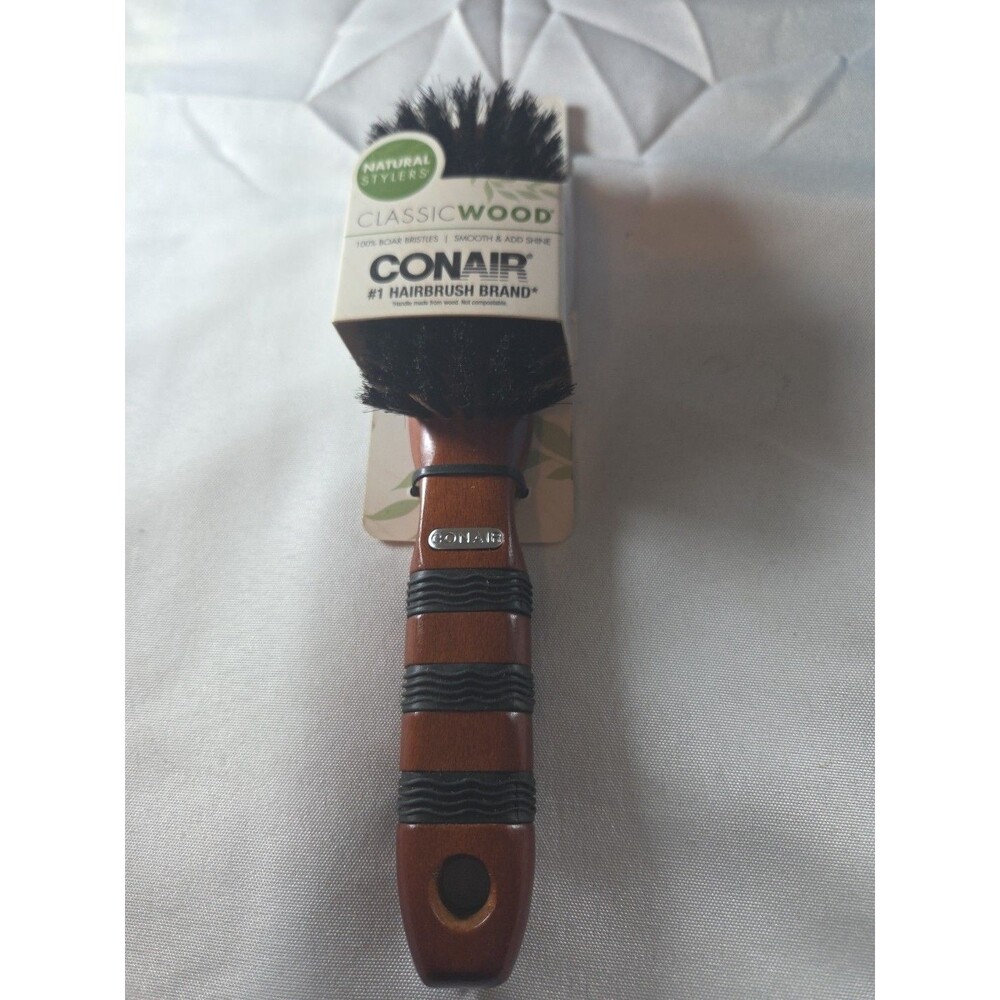 Conair Classic Wood All Purpose Hair Brush With Boar Bristles For All Hair Types